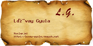 Lévay Gyula névjegykártya